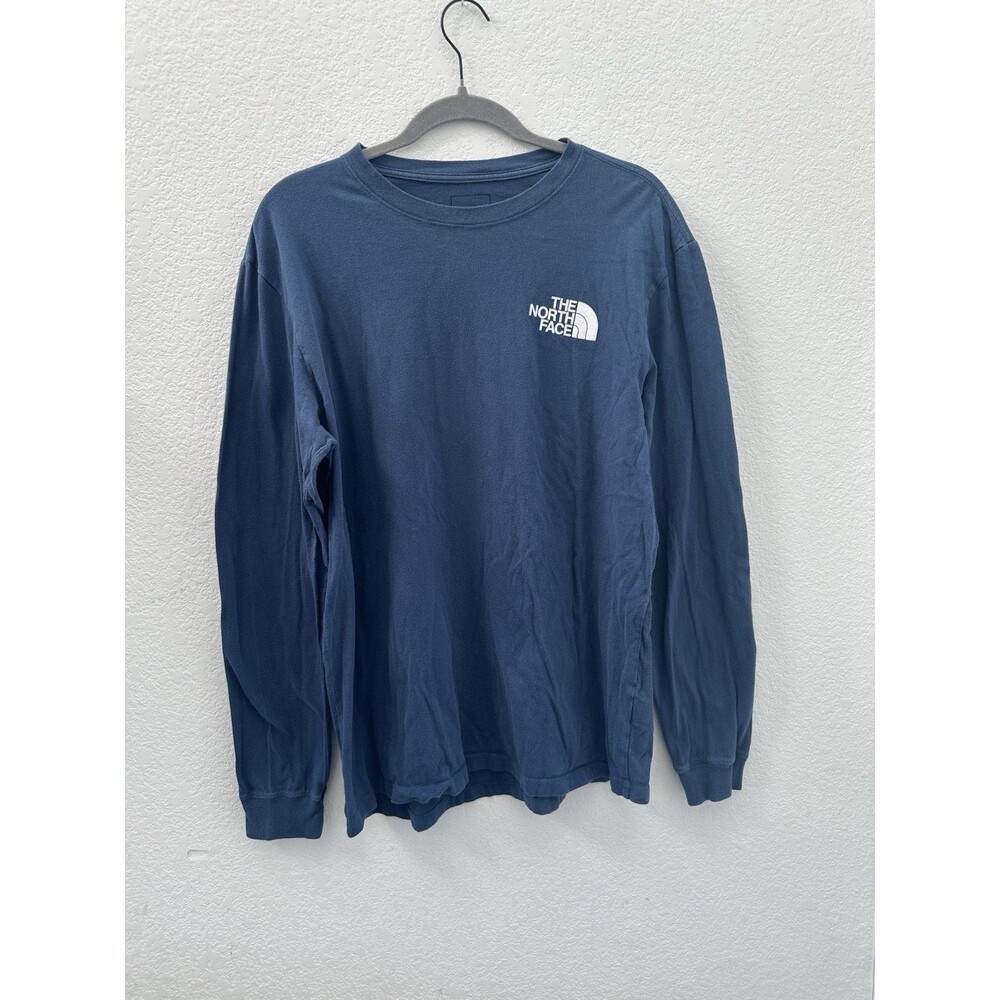The North Face Mens Large Blue Box Logo Never Stop Exploring Long Sleeve Shirt